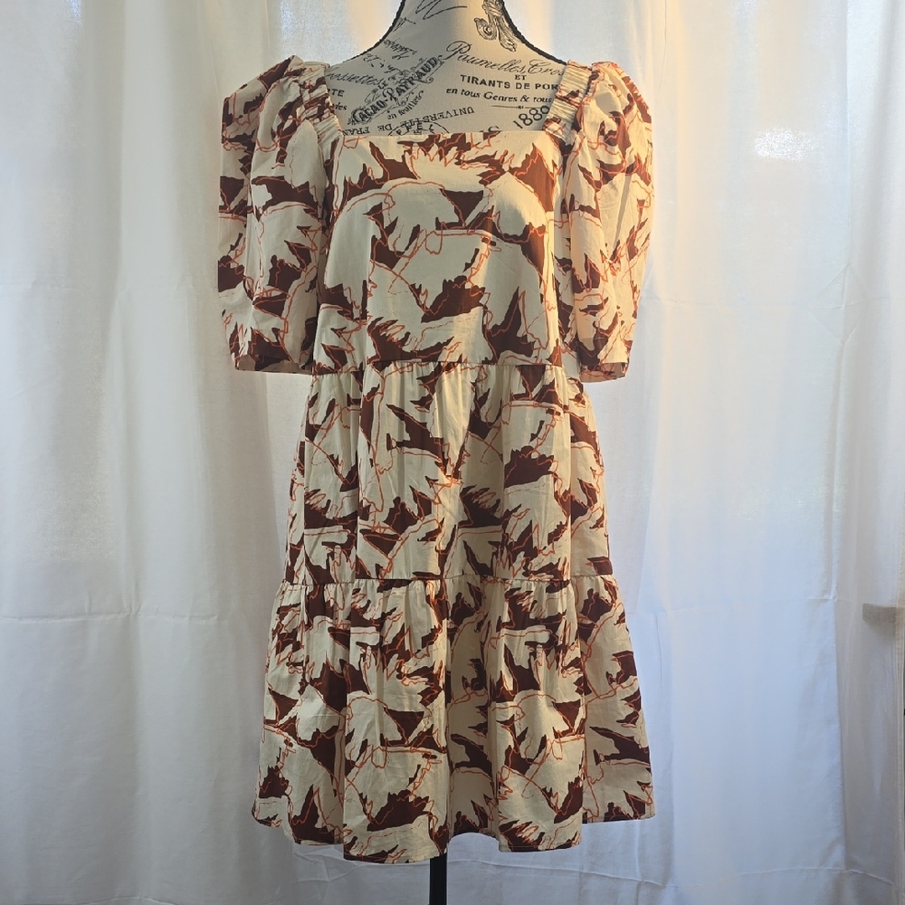Crosby By Mollie Burch Cream And Brown Mini Dress